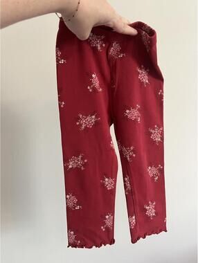 Vintage Y2K Gymboree 2001 Portabello Road Burgundy Floral Leggings, 18-24M
